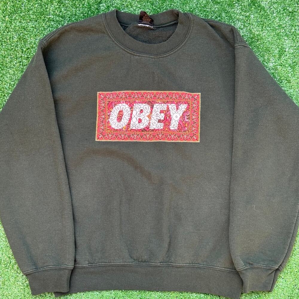 OBEY Dark Olive Green Heavyweight Sweatshirt Since 1989